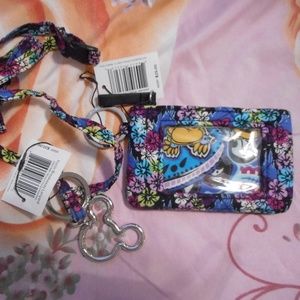 NEW Vera Bradley Zip ID Case and matching Lanyard - Mickey's Floral Cele…